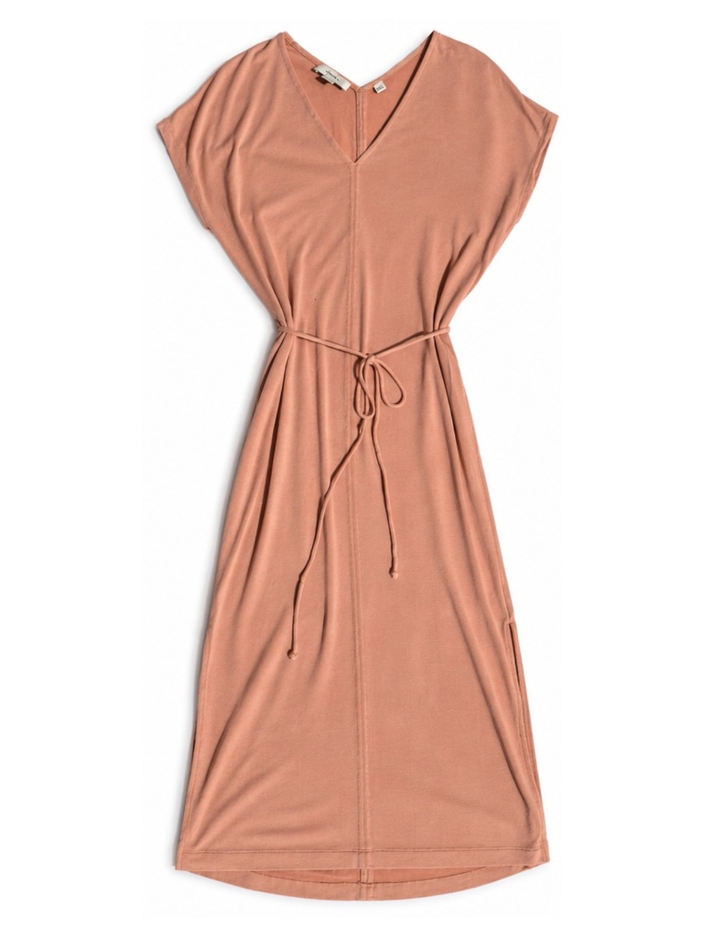 Vince Dusty Rose V-Neck Tie Waist Midi Dress Size S